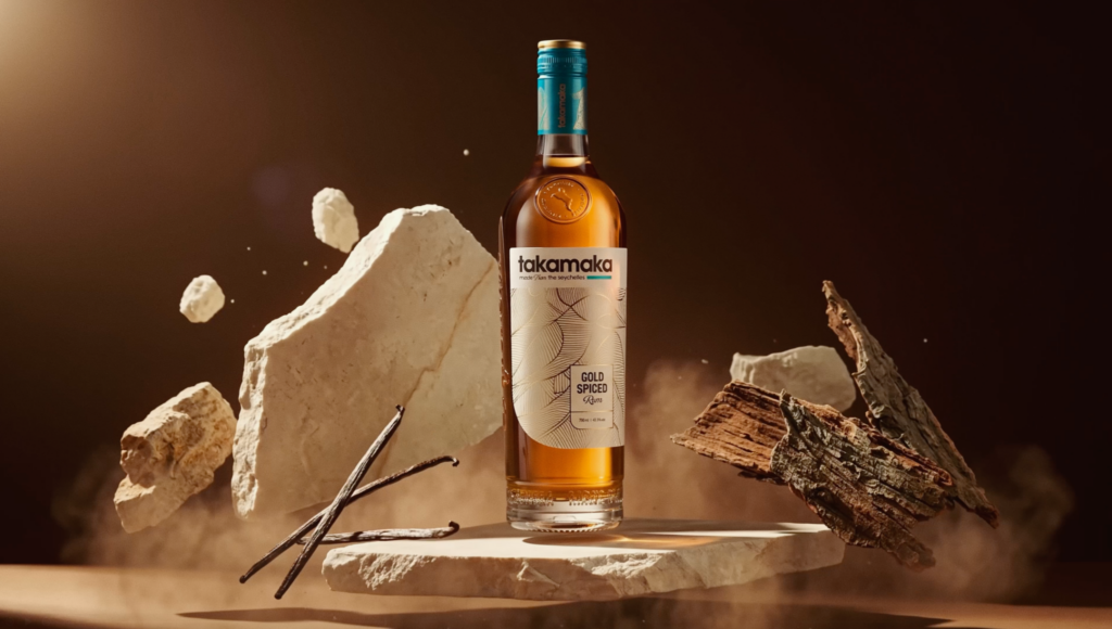 Full bottle: Takamaka Premium Packaging Design | Gold Spiced Rum