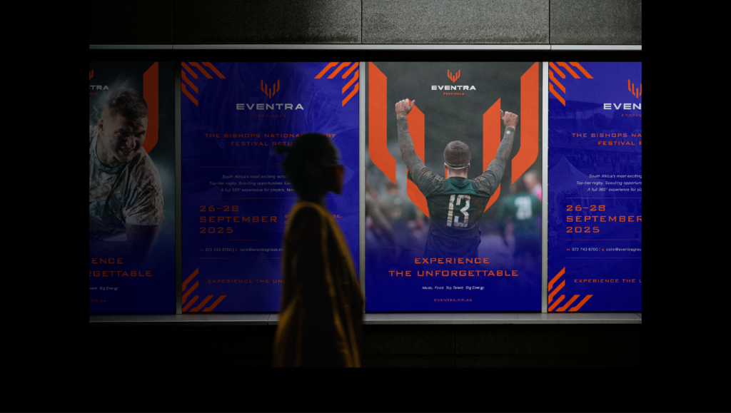 Eventra brand identity on outdoor advertising screens