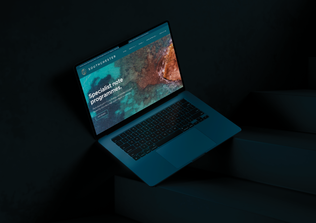 Southchester investment management website design on a laptop